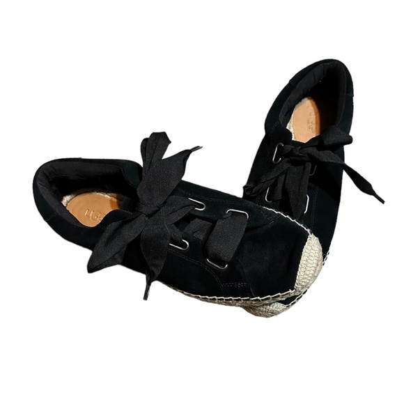 UGG Shoes - UGG Brianna Espadrille Sneaker Women 9 Black Suede Leather Lace-Up Casual Travel